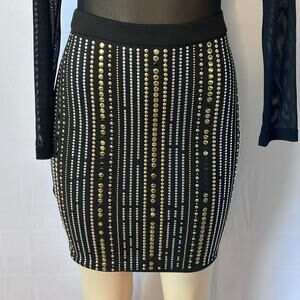 A’Gaci Black Sheer Mesh Bodycon Mini Dress Size L Club Night